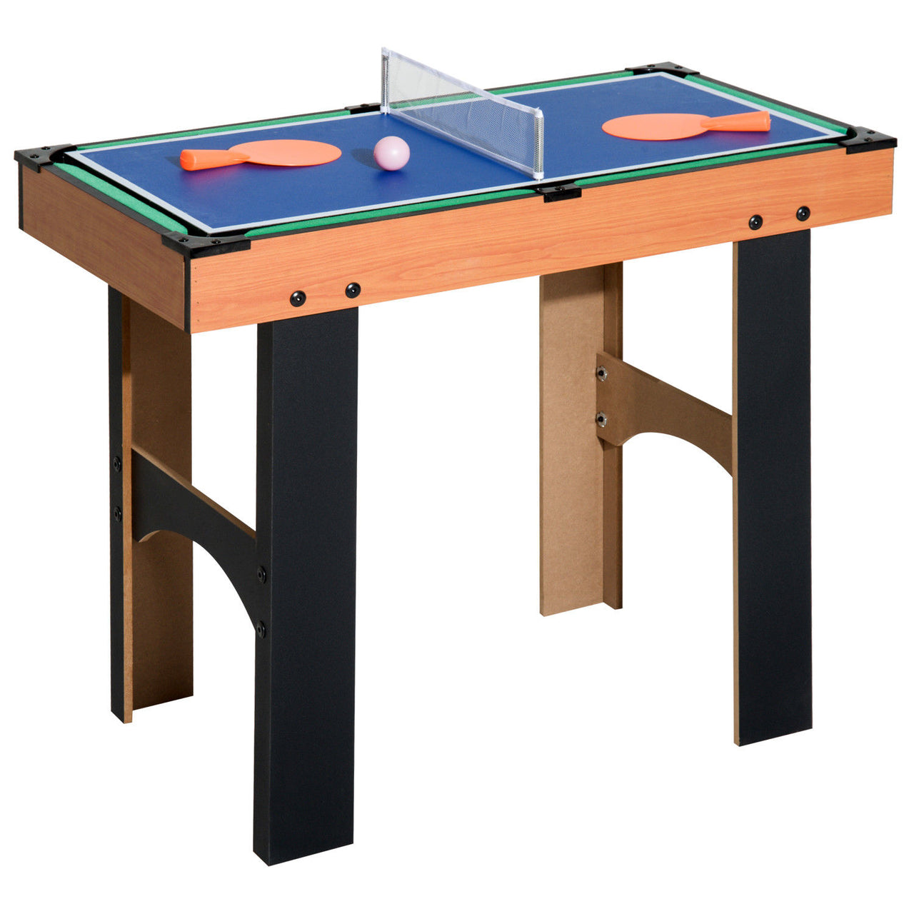 voetbaltafel pooltafel hockey tafeltennistafel 87 x 43 x 73 cm multifunctionele 4-in-1 speeltafel compact ontwerp