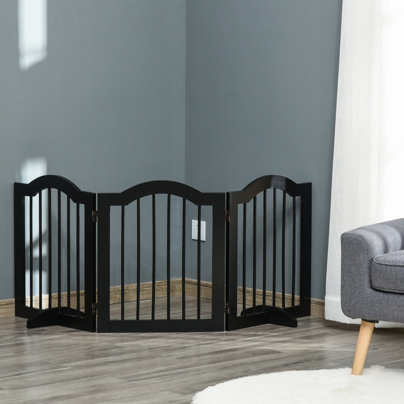 Opvouwbaar hondenhek van zwart MDF 154,5 cm voor flexibele afscheiding