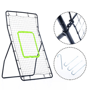 Voetbal rebounder Kickback 126x75 cm zwart voor betere balcontrole en training met stevig staal en robuust PE net
