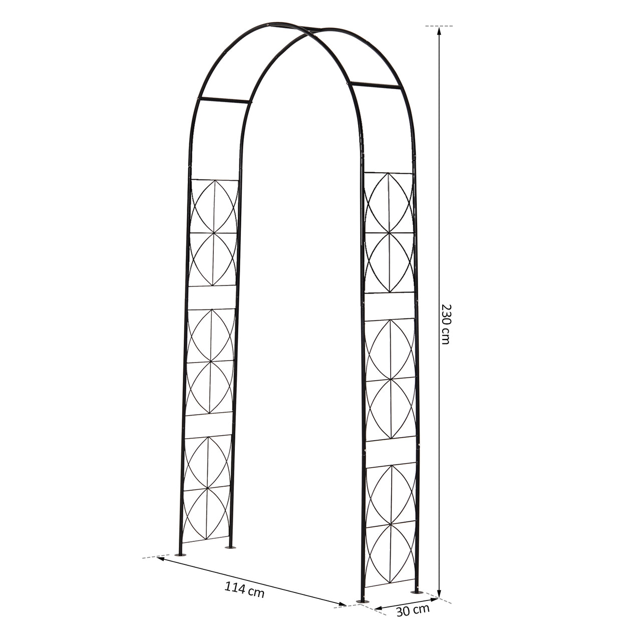 Rozenboog tuinboog voor klimplanten metaal zwart 230 x 114 x 30 cm