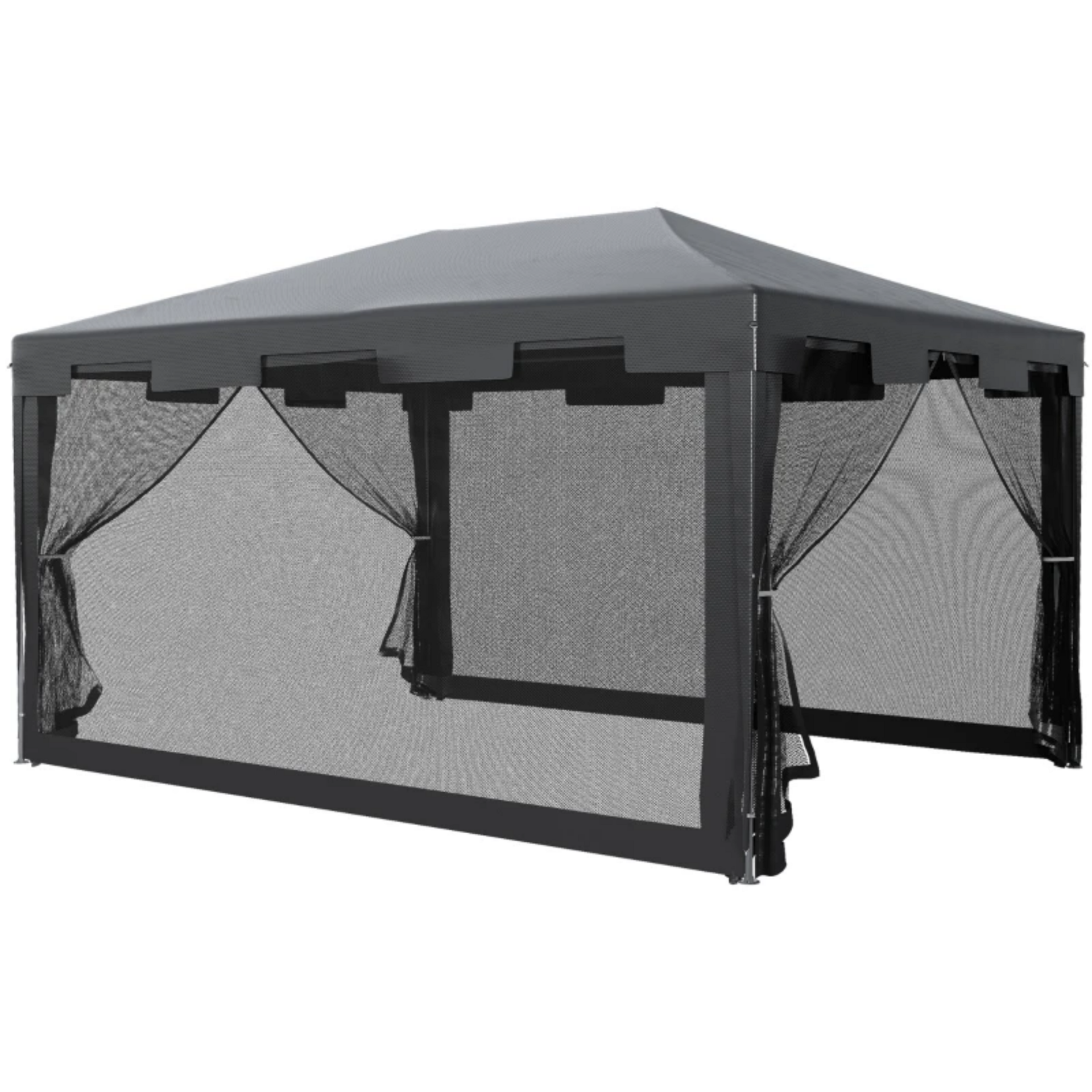 Tuinpaviljoen partytent zwart 3×4 m – met 4 mesh zijwanden en stevig frame