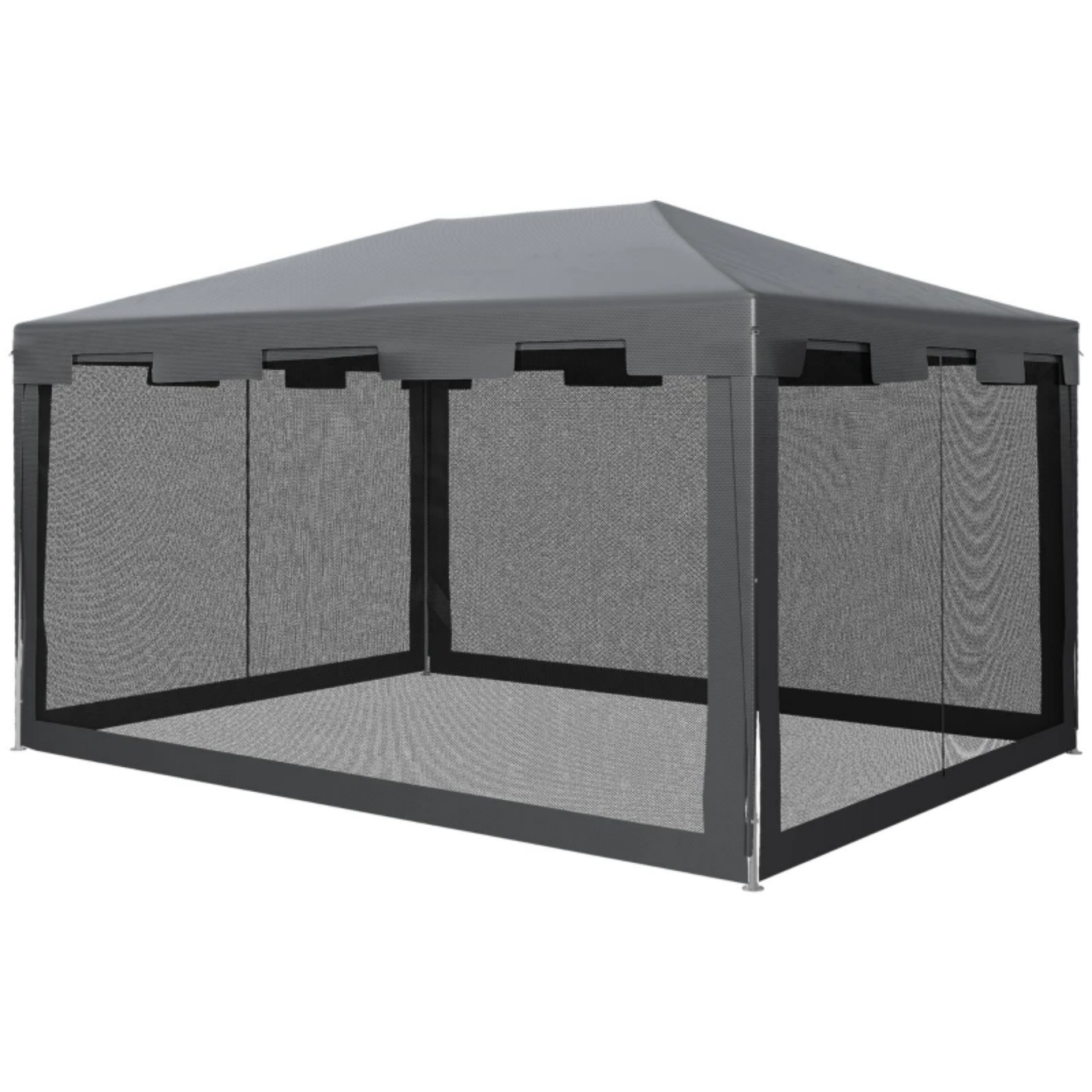 Tuinpaviljoen partytent zwart 3×4 m – met 4 mesh zijwanden en stevig frame