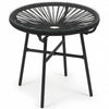 Ronde boho tuintafel zwart – 50×50×50 cm bijzettafel voor buiten