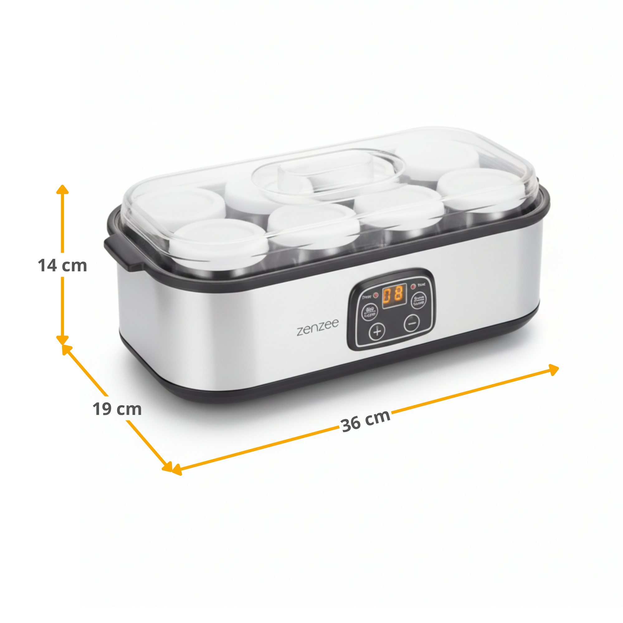 Yoghurtmaker van RVS – met 8 glazen potten voor verse huisgemaakte yoghurt | Zenzee