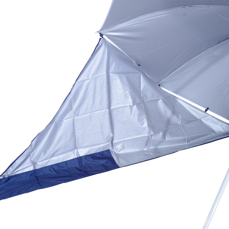 Blauwe strandparasol 210x222 cm met zonnescherm voor schaduw en comfort