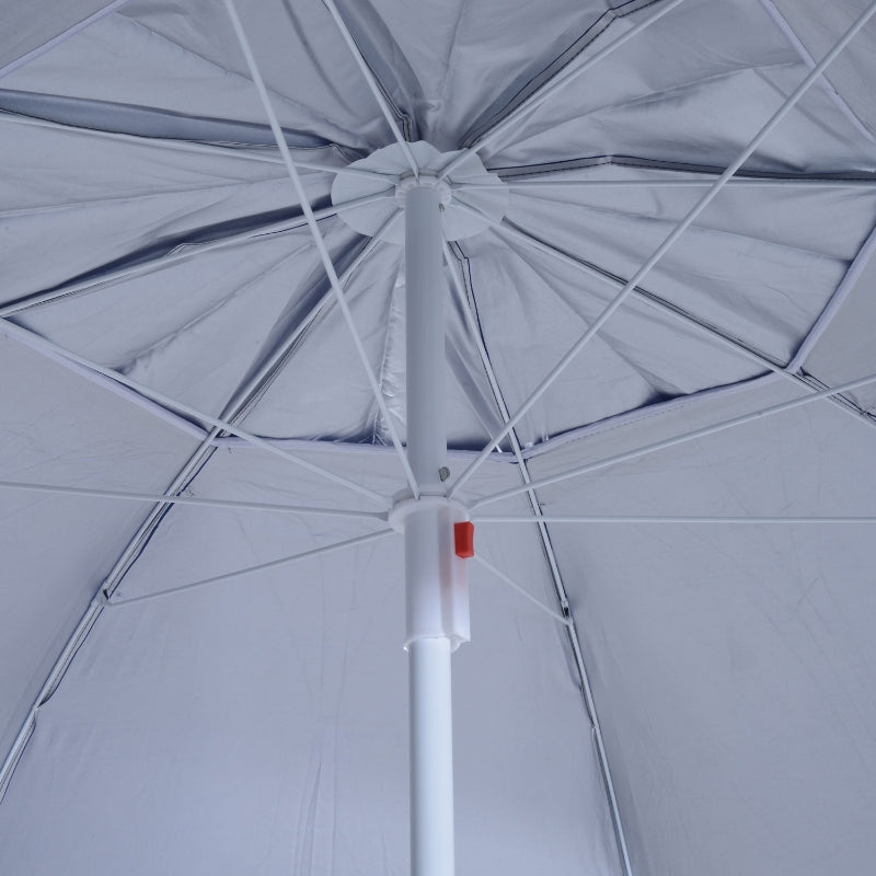 Blauwe strandparasol 210x222 cm met zonnescherm voor schaduw en comfort