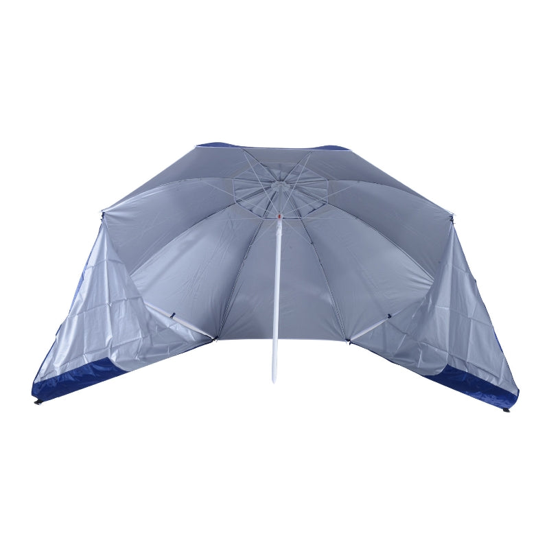 Blauwe strandparasol 210x222 cm met zonnescherm voor schaduw en comfort