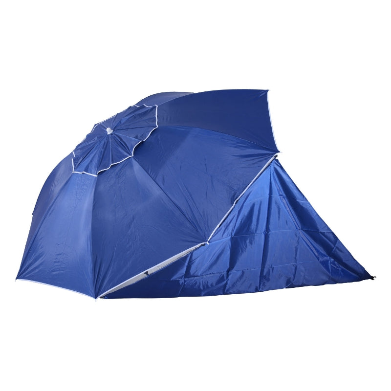 Blauwe strandparasol 210x222 cm met zonnescherm voor schaduw en comfort