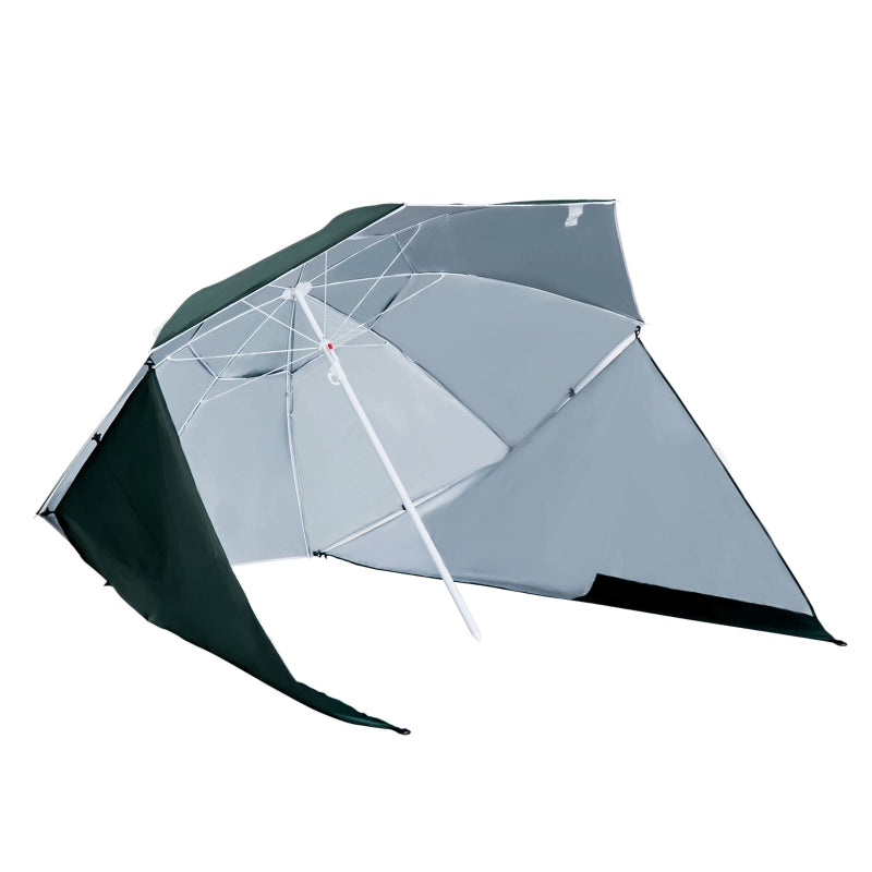 Groene strandparasol 210x222 cm met zonnescherm voor schaduw en comfort | Zenzee