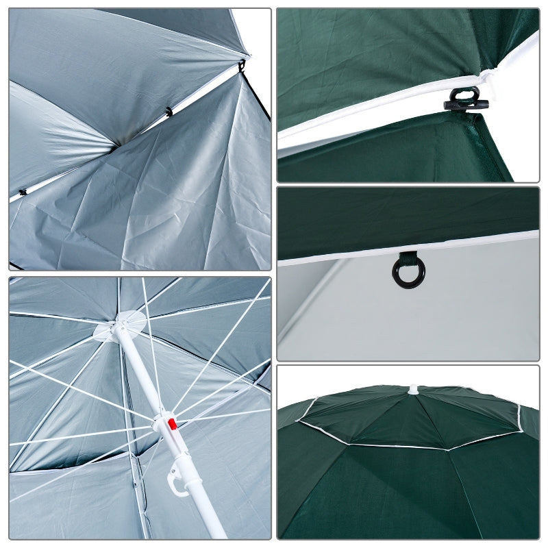 Groene strandparasol 210x222 cm met zonnescherm voor schaduw en comfort | Zenzee