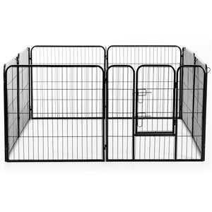 Ruime stalen puppyren van 80 cm hoog XL – stevige zwarte metalen hondenren of kennel voor veilige binnen- en buitenruimte
