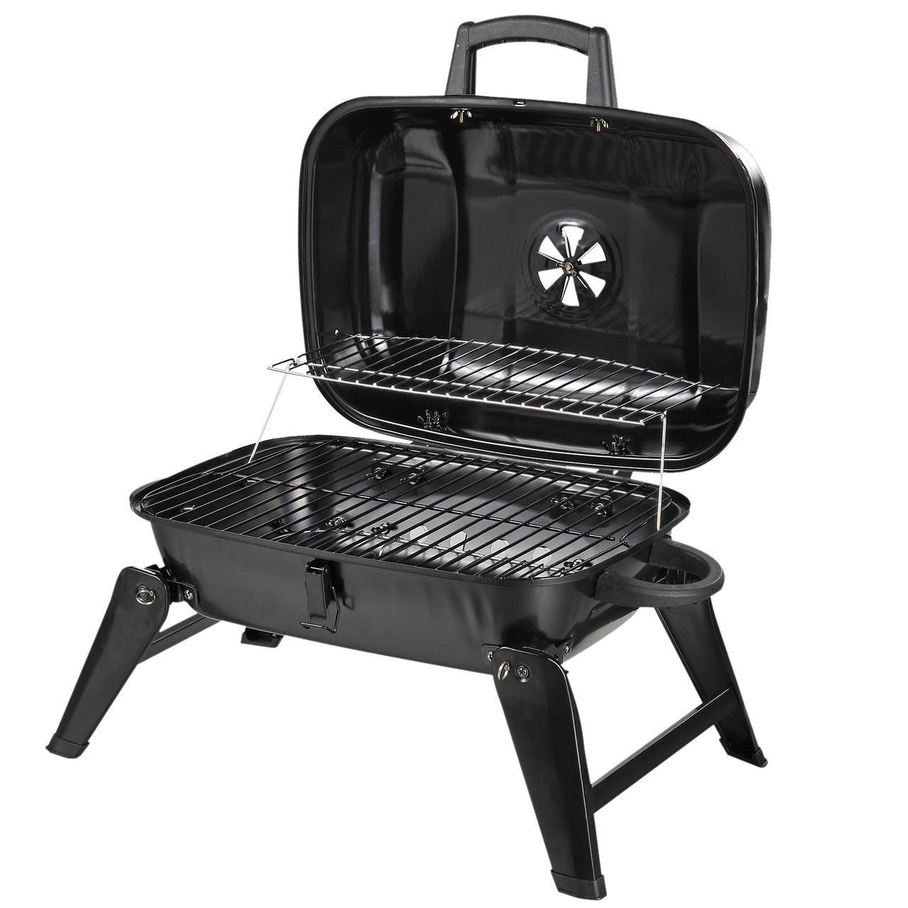 Draagbare houtskool barbecue zwart – compact tafel bbq voor buitengebruik | Zenzee