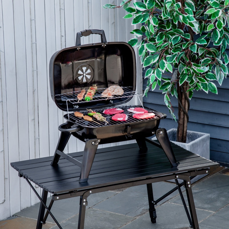 Draagbare houtskool barbecue zwart – compact tafel bbq voor buitengebruik | Zenzee