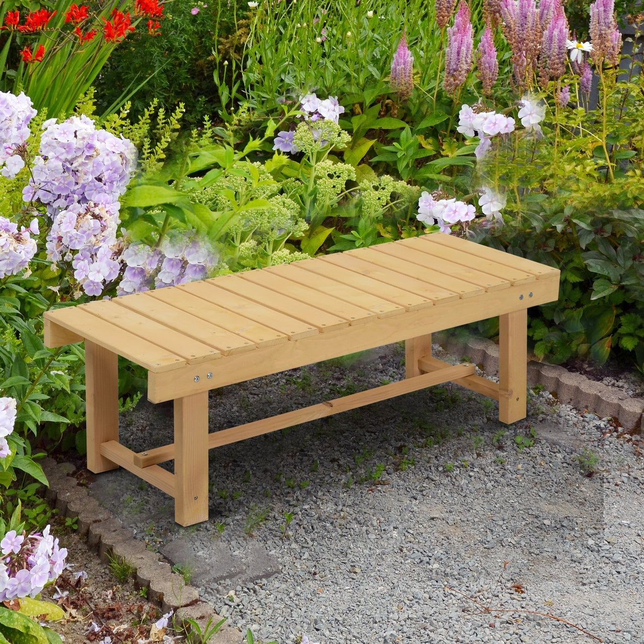 Houten tuinbank 110 cm – 2-persoons zitje voor tuin of balkon van massief dennenhout, weerbestendig en duurzaam design