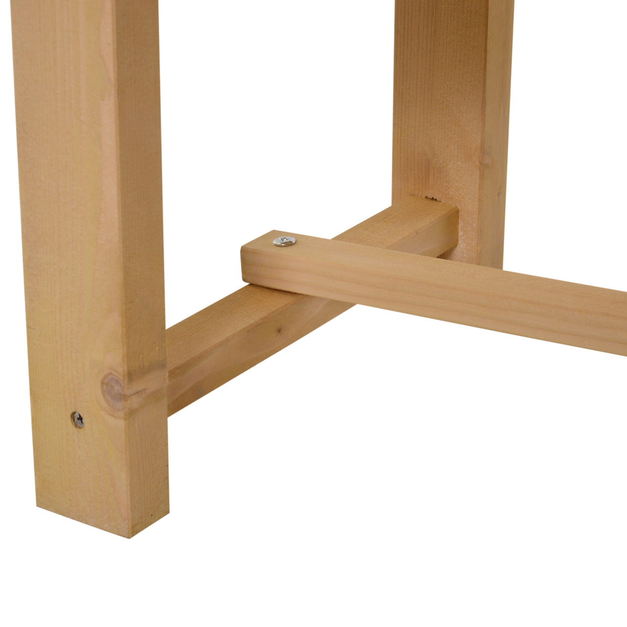 Detail van massief dennenhout en stevige constructie van de Houten tuinbank 110 cm – 2-persoons zitje voor tuin of balkon
