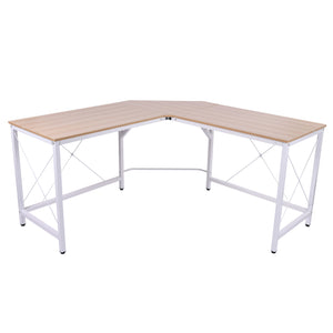 Modern wit hoekbureau 150x150 cm– ruimtebesparend design met stevig metalen frame en licht houten werkblad voor werk of studie