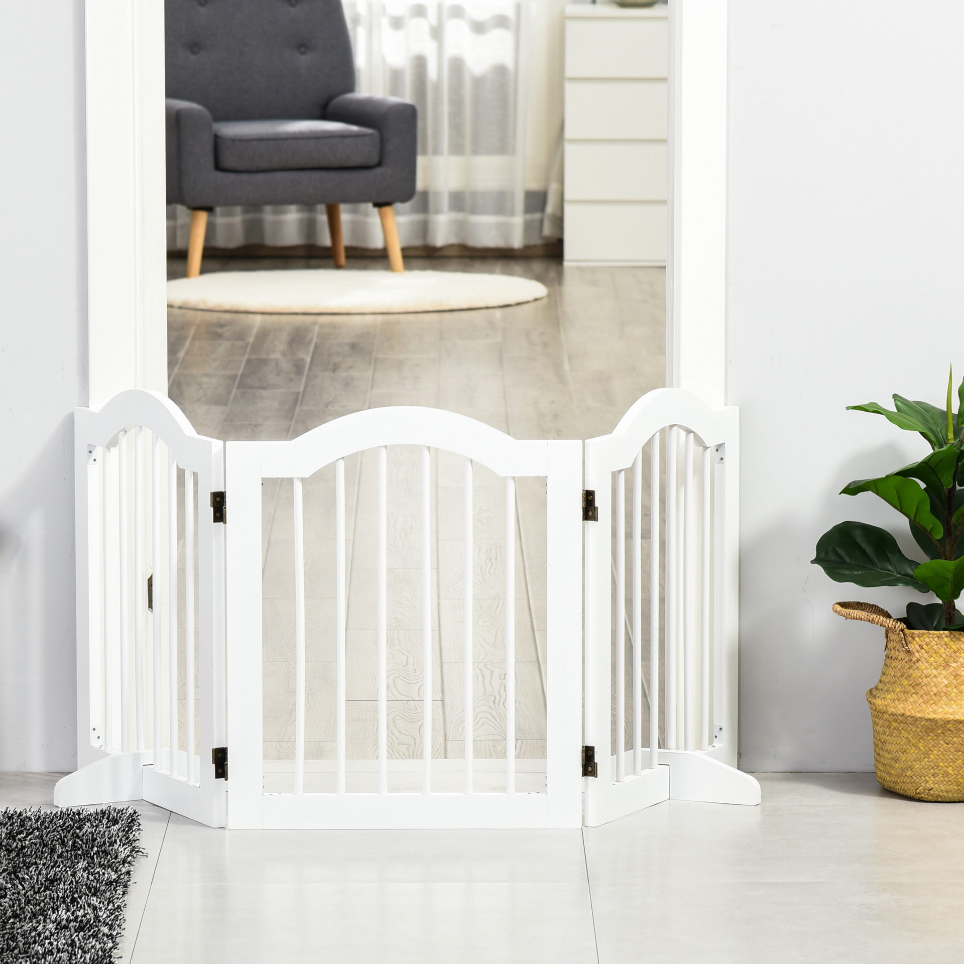 Opvouwbaar hondenhek van wit MDF 154,5 cm voor veilige afscheiding