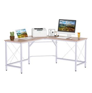 Modern wit hoekbureau 150x150 cm– Ruimtebesparend design met stevig metalen frame en ruime werkplek voor werk of studie