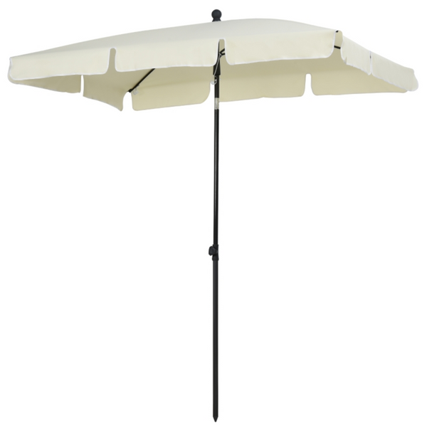Rechthoekige balkonparasol met knikfunctie in cremewit 200x125