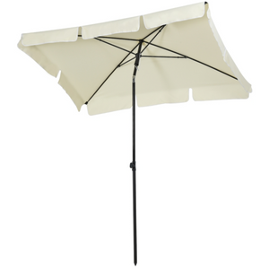 Rechthoekige balkonparasol met knikfunctie in cremewit 200x125 voor stijlvolle zonbescherming op het balkon.