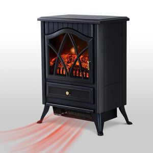 Vrijstaande elektrische sfeerhaard - Klassiek zwart 1800W met warme uitstraling en eenvoudig bedienbare openhaardfunctie