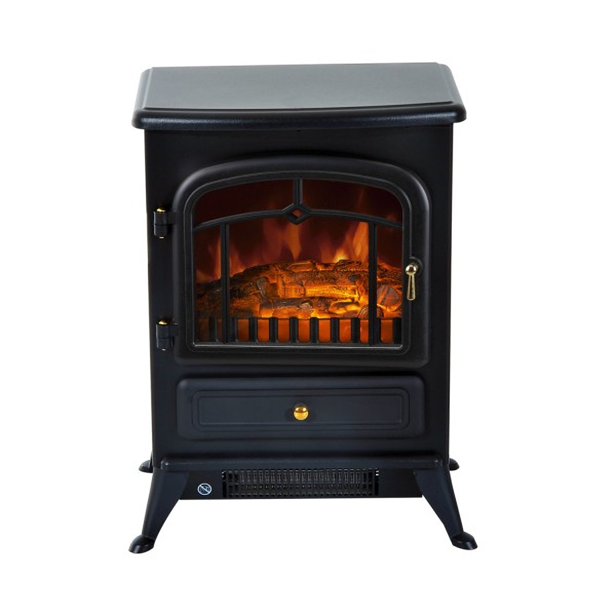 Vrijstaande elektrische sfeerhaard 1850W – Zwart met klassiek design