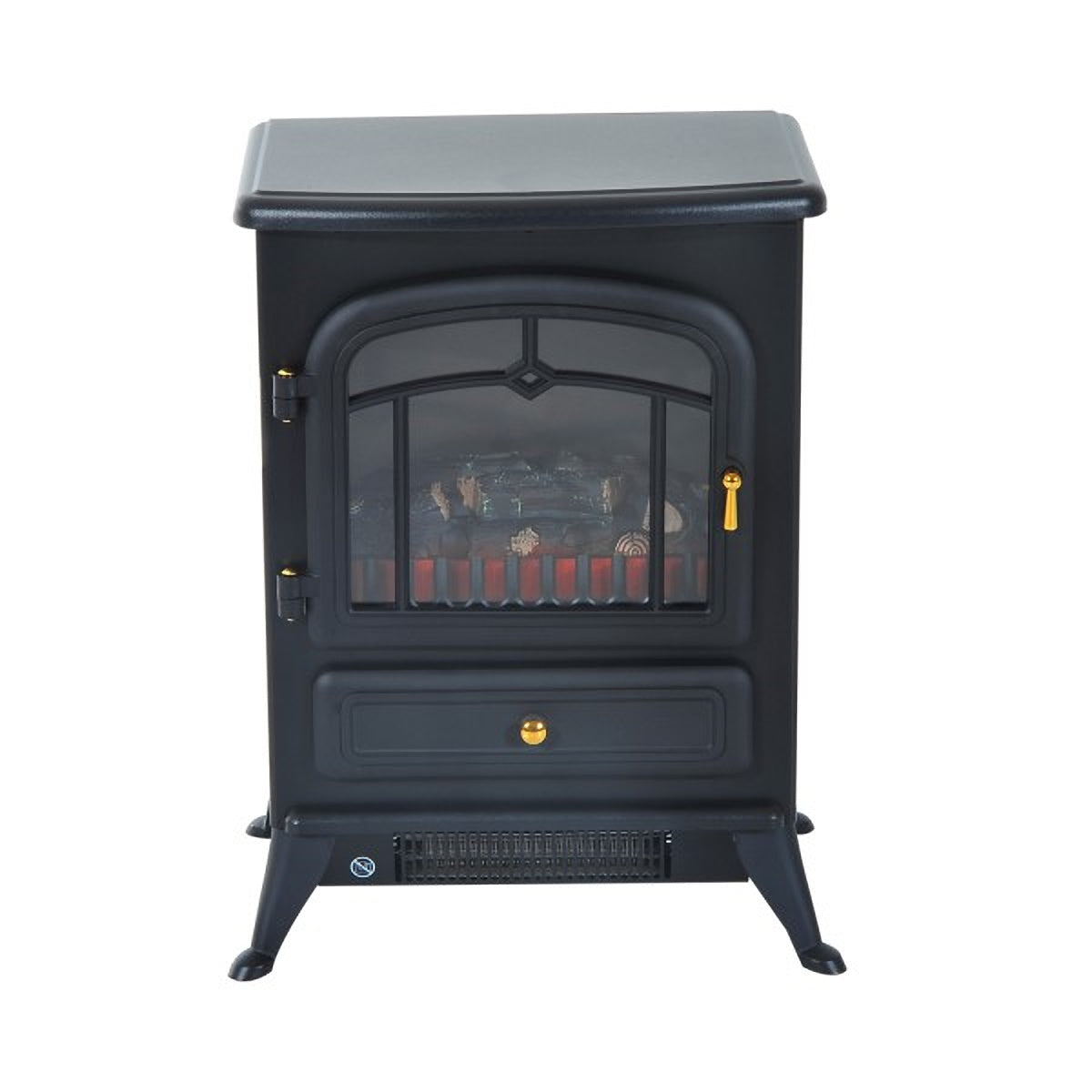 Vrijstaande elektrische sfeerhaard 1850W – Zwart met klassiek design