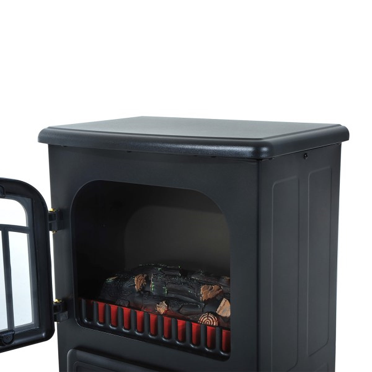 Vrijstaande elektrische sfeerhaard 1850W – Zwart met klassiek design