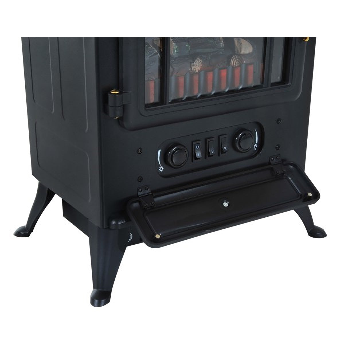 Vrijstaande elektrische sfeerhaard 1850W – Zwart met klassiek design