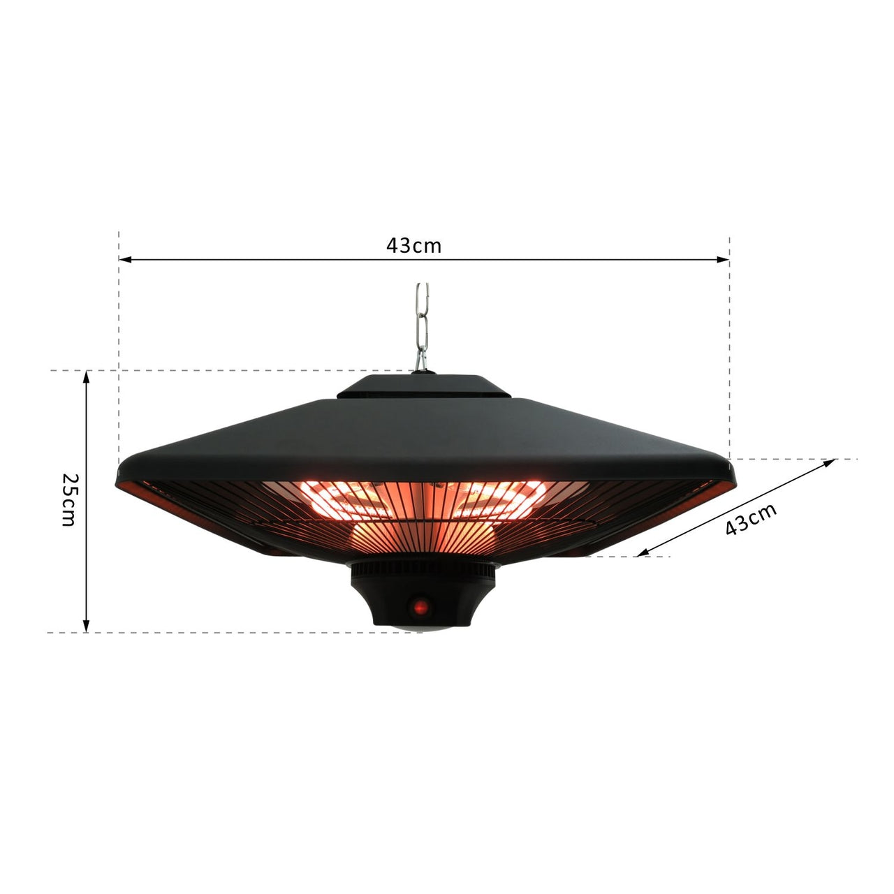 Terrasverwarming hangend – 2000W met afstandsbediening