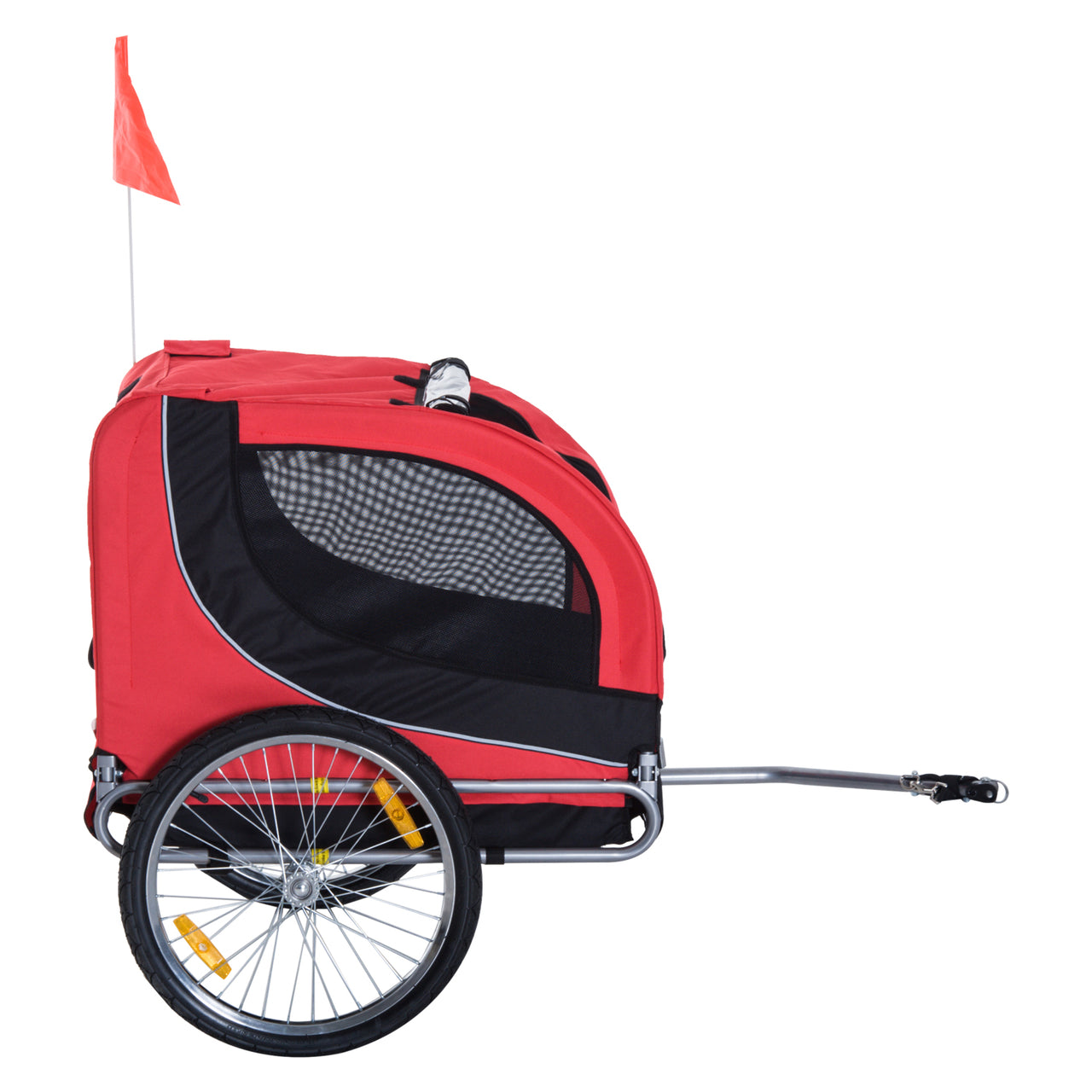 Hondenfietskar 130x90x110 cm rood zwart voor veilige en comfortabele fietstochte