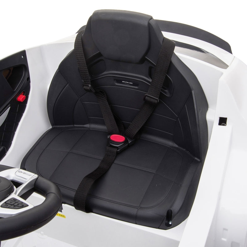 Witte elektrische kinderauto AMG – met afstandsbediening en muziekfuncties