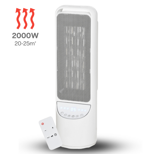 Keramische kachel 2000W wit zwart – met afstandsbediening en Regelbare thermostaat