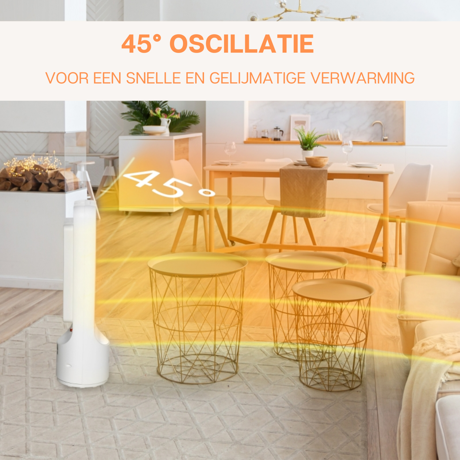 Keramische kachel 2000W wit zwart – met afstandsbediening en Regelbare thermostaat