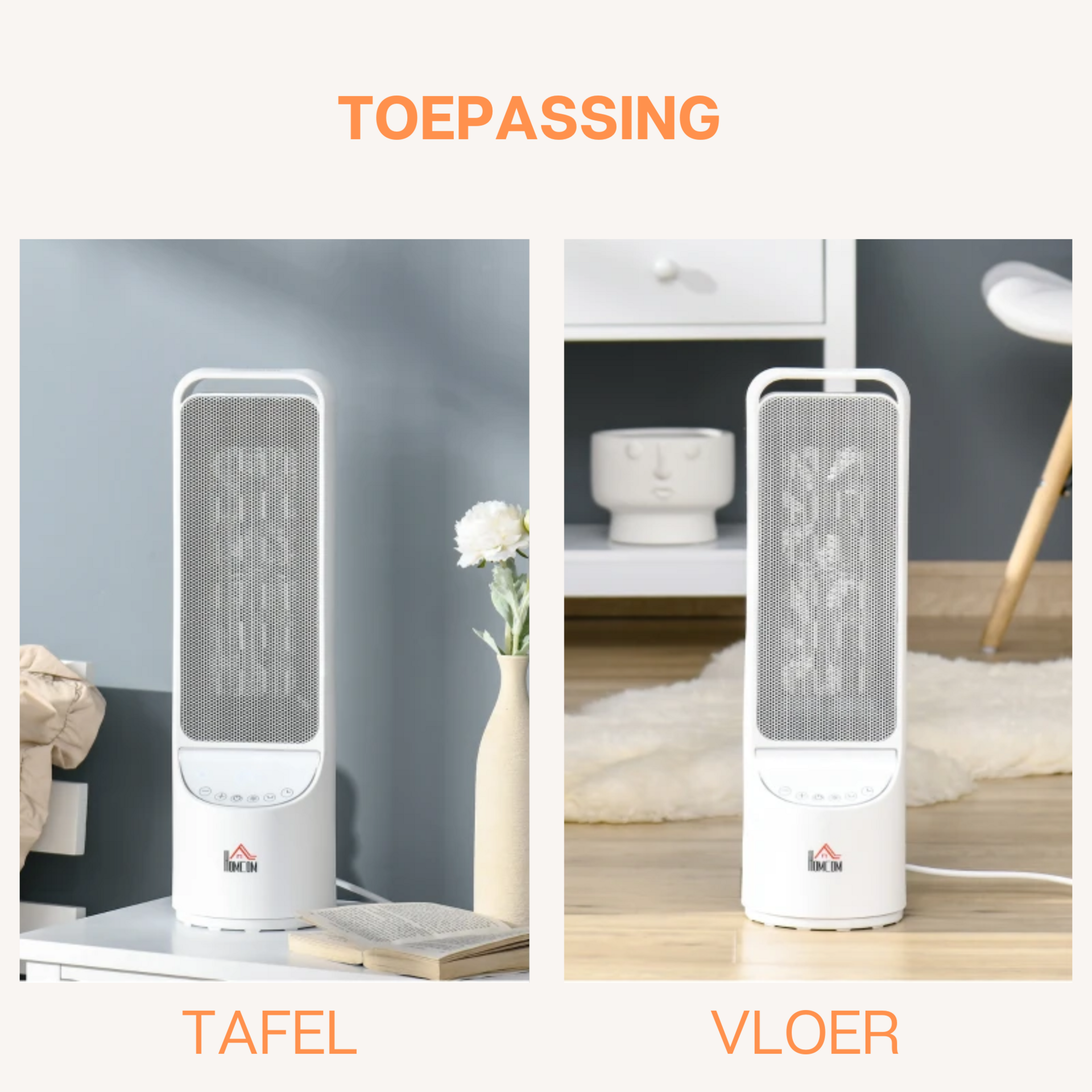 Keramische kachel 2000W wit zwart – met afstandsbediening en Regelbare thermostaat