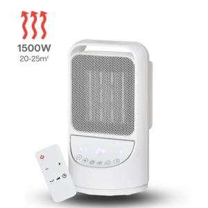 Keramische kachel 1500W wit zwart – met afstandsbediening en Regelbare thermostaat voor efficiënte verwarming van 20-25m² ruimtes