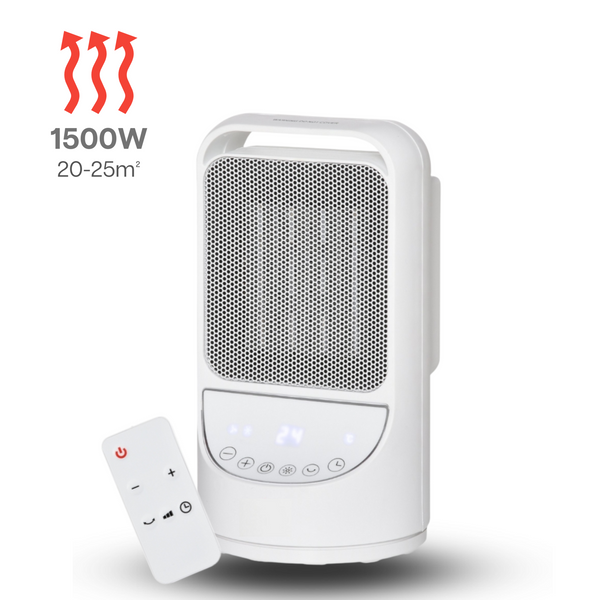 Keramische kachel 1500W wit zwart – met afstandsbediening en Regelbare thermostaat