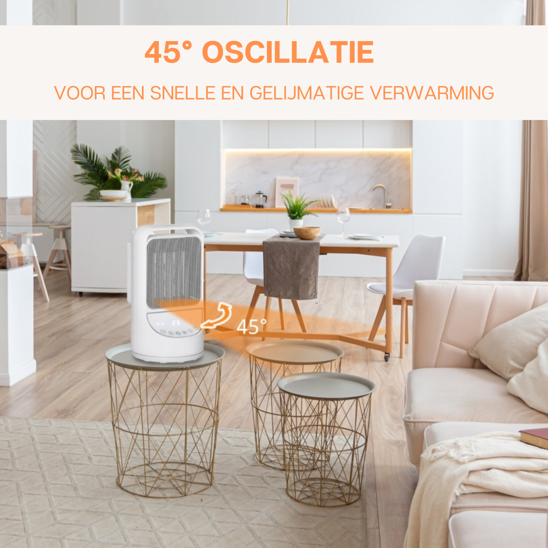 Keramische kachel 1500W wit zwart – met afstandsbediening en Regelbare thermostaat