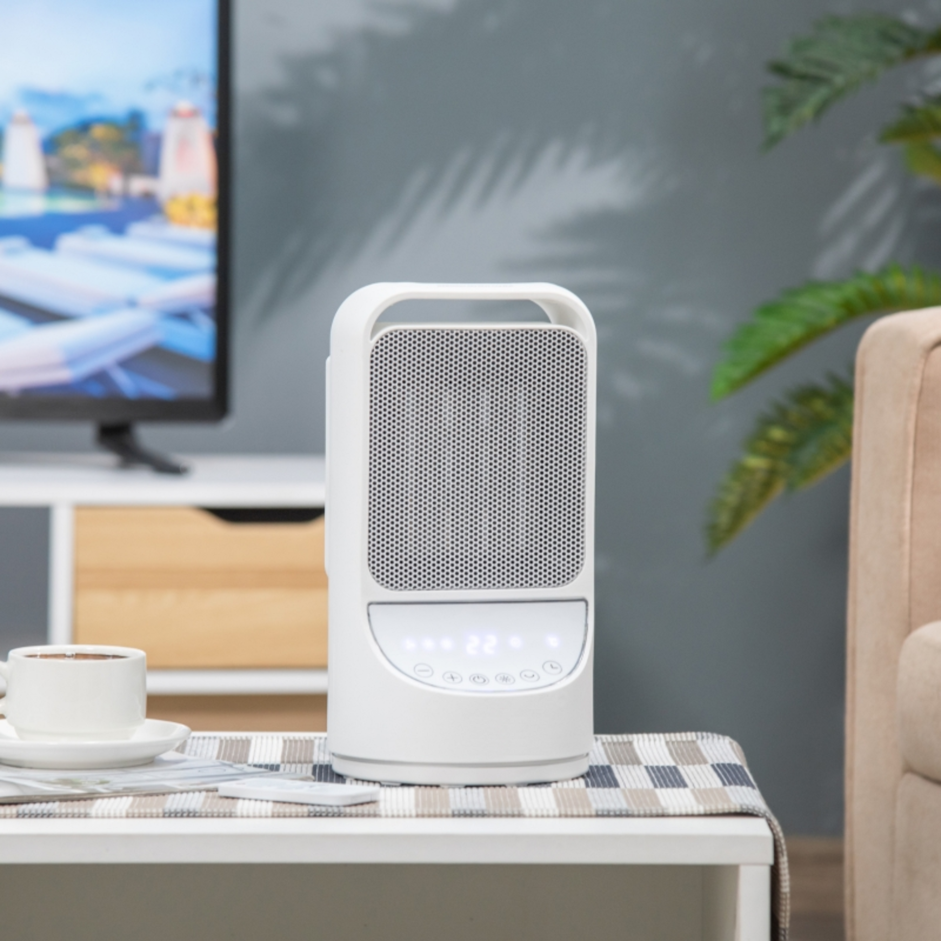 Keramische kachel 1500W wit zwart – met afstandsbediening en Regelbare thermostaat