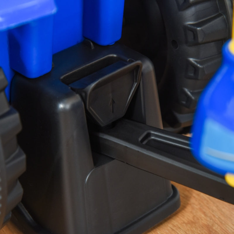 Blauwe tractor loopwagen met aanhanger – inclusief claxon en speelgoedaccessoires