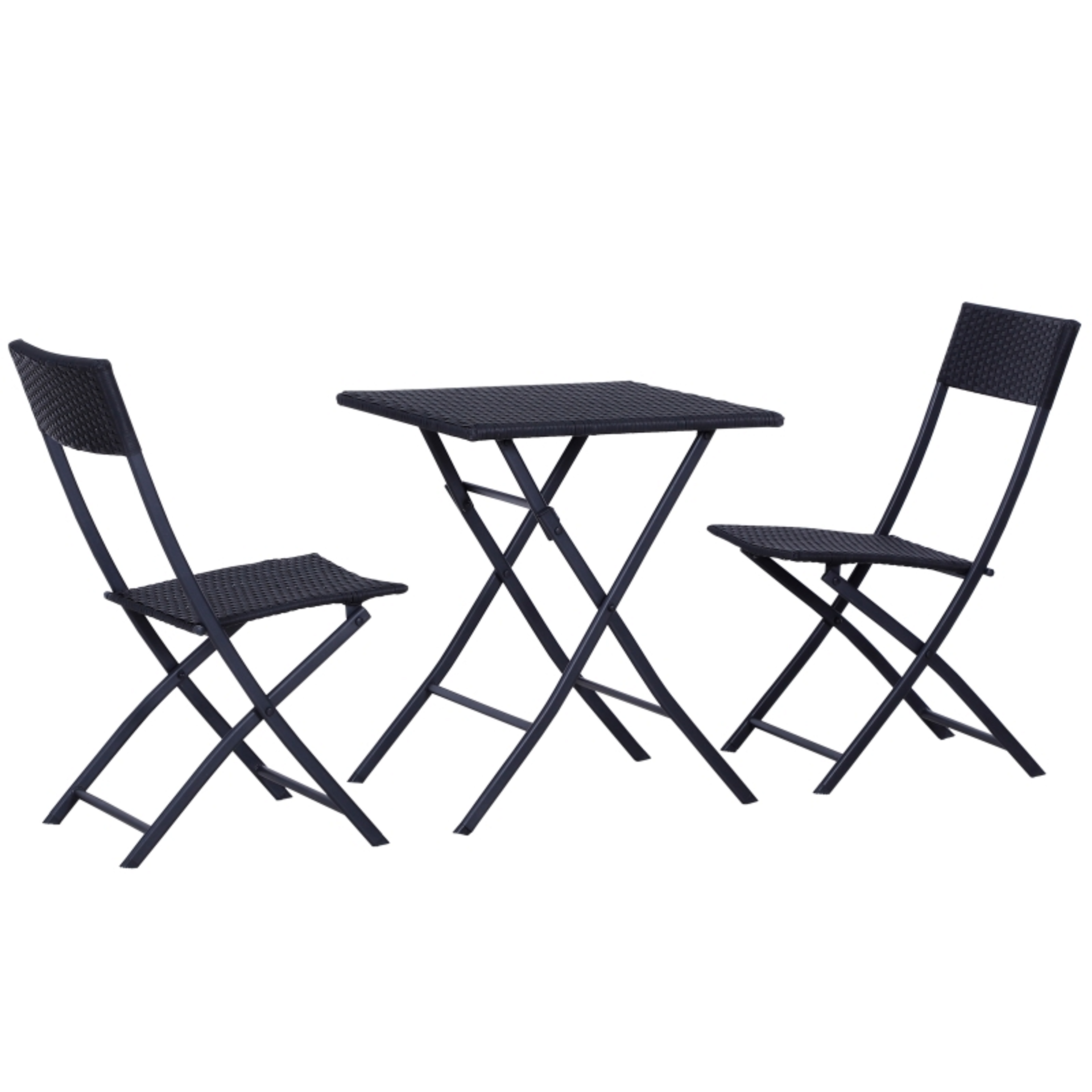 3-delige zwarte polyrotan bistroset, perfect voor tuin en balkon
