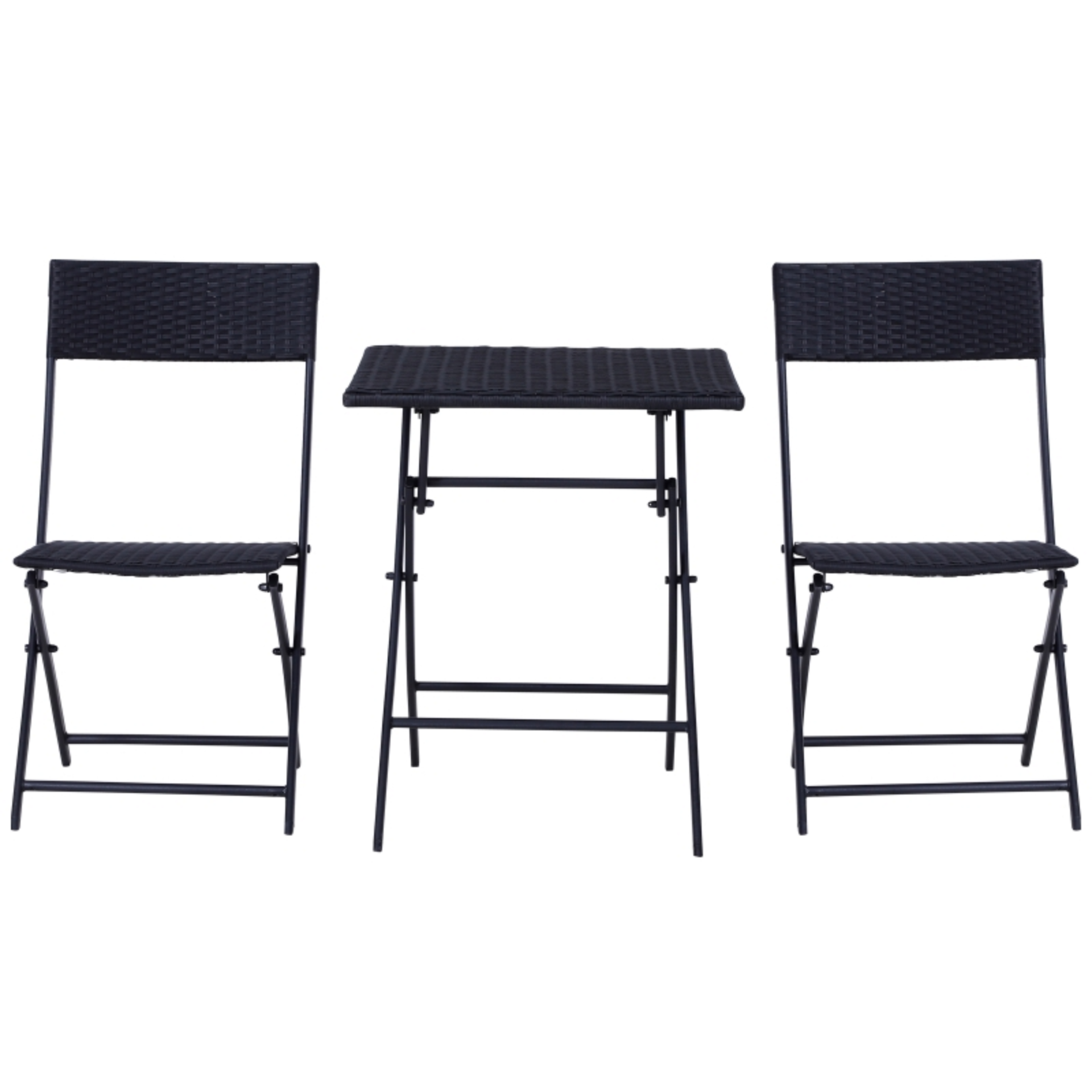 3-delige zwarte polyrotan bistroset, perfect voor tuin en balkon