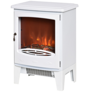 Witte elektrische sfeerhaard 1800 W met realistisch vlameffect en energiezuinige thermostaat in vrijstaand design