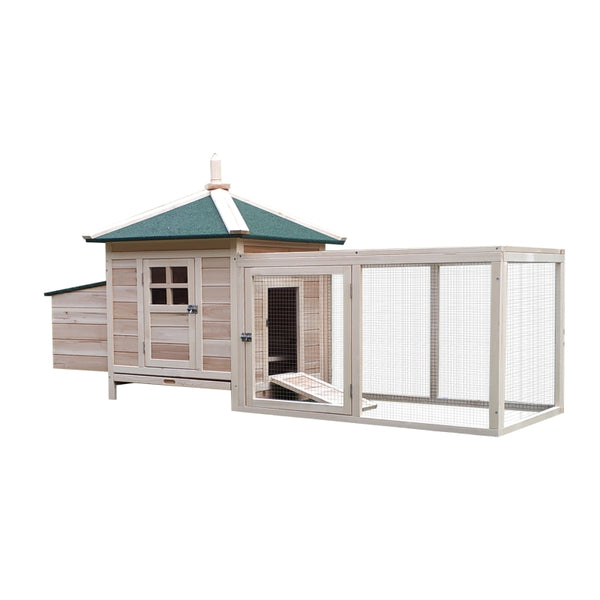 Kippenhok met uitloopren – waterdicht dak & schuiflade – 196×76×97?cm