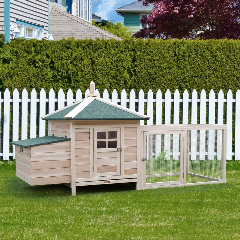 Kippenhok met uitloopren – waterdicht dak & schuiflade – 196×76×97?cm