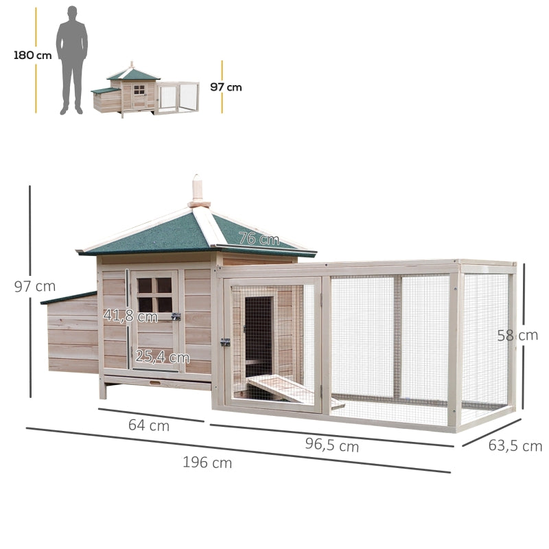 Kippenhok met uitloopren – waterdicht dak & schuiflade – 196×76×97?cm