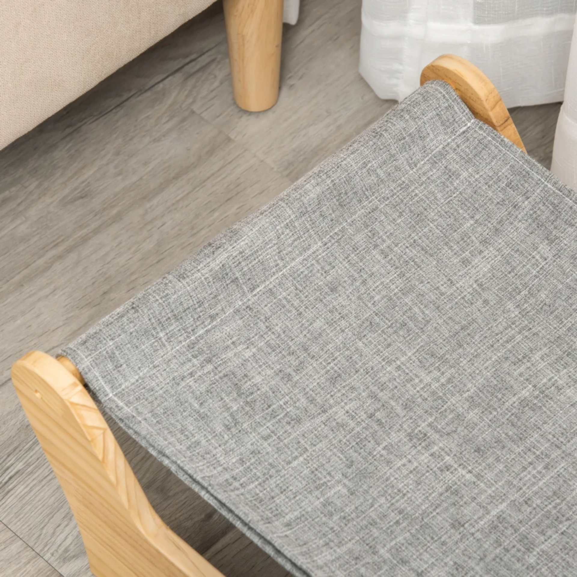 Houten kattenhangmat 68x43x20 cm – verhoogd comfort met pluche kussen