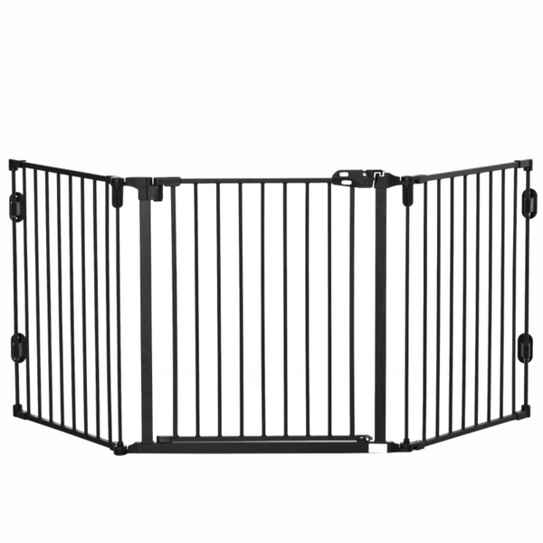 Stevig zwart haardscherm 203x76 cm – optimale vonkenbescherming voor je open haard