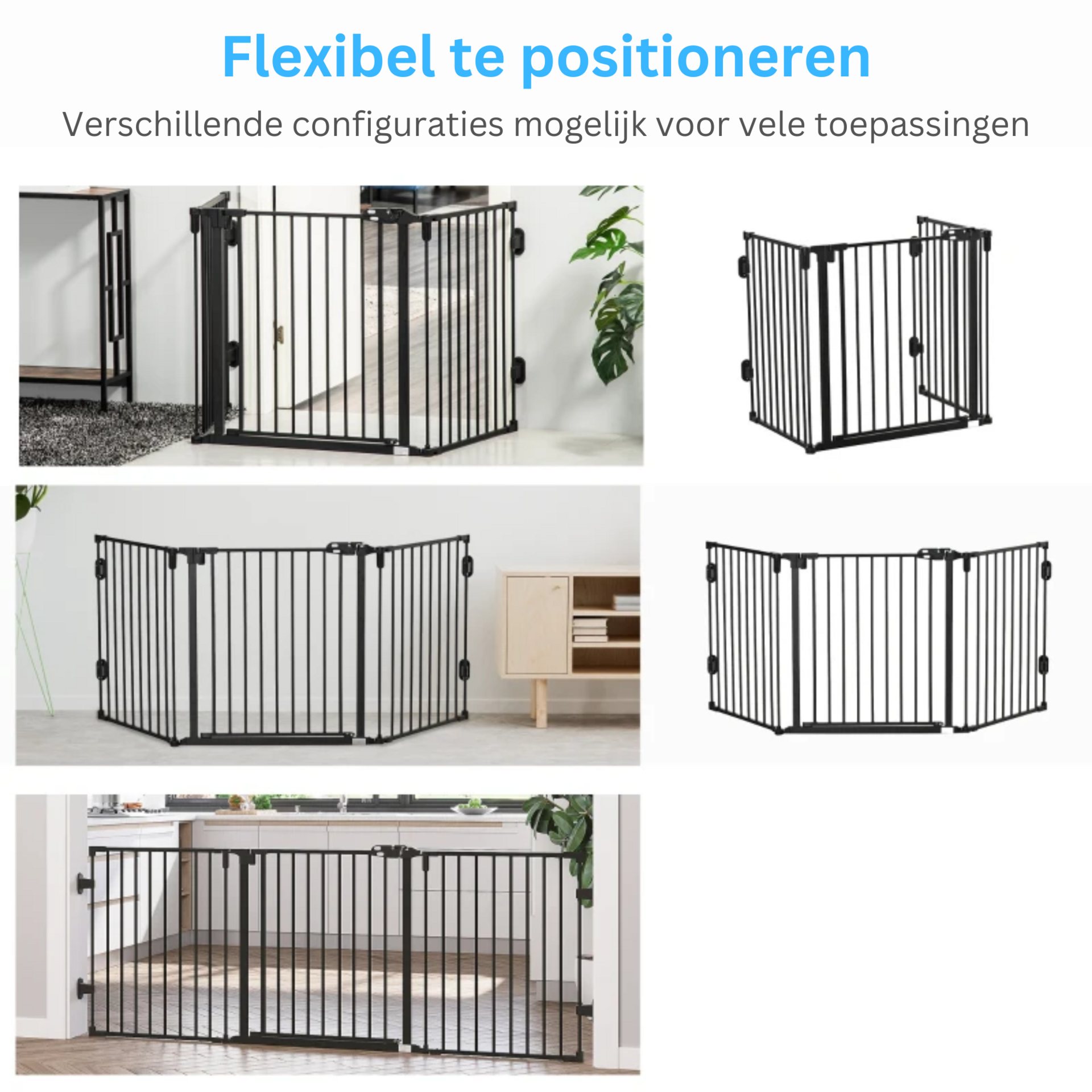 Stevig zwart haardscherm 203x76 cm – optimale vonkenbescherming voor je open haard
