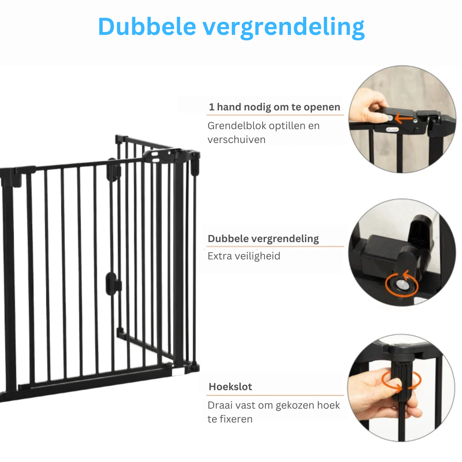 Stevig zwart haardscherm 203x76 cm – optimale vonkenbescherming voor je open haard